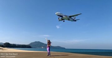 Mai Khao Beach в Пхукете: тихая длинная полоса для прогулок и наблюдения за самолётами, в марте купаться удобно, в сезон бывают сильные волны и мусор